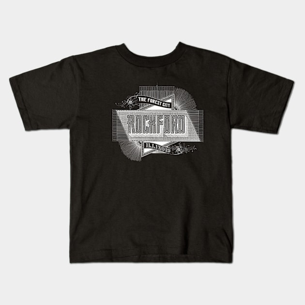 Vintage Rockford, IL Kids T-Shirt by DonDota